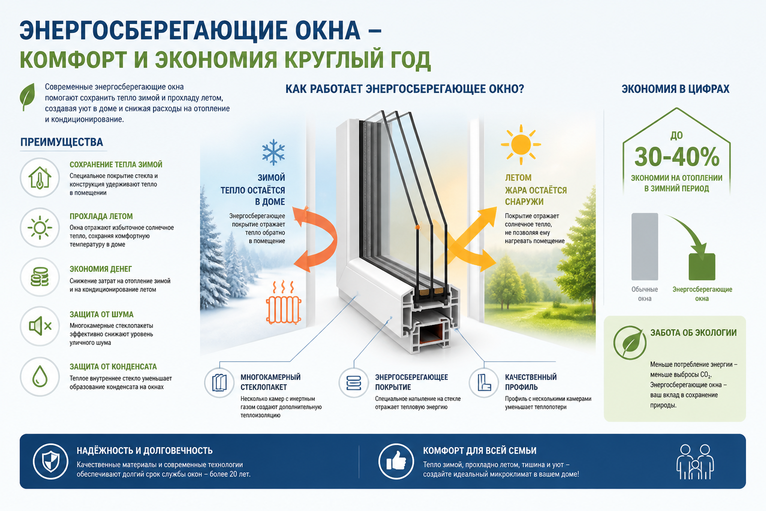 Энергосберегающие окна инфографика